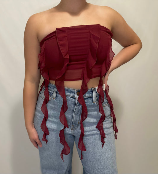 Tube Ruffled Cropped Top