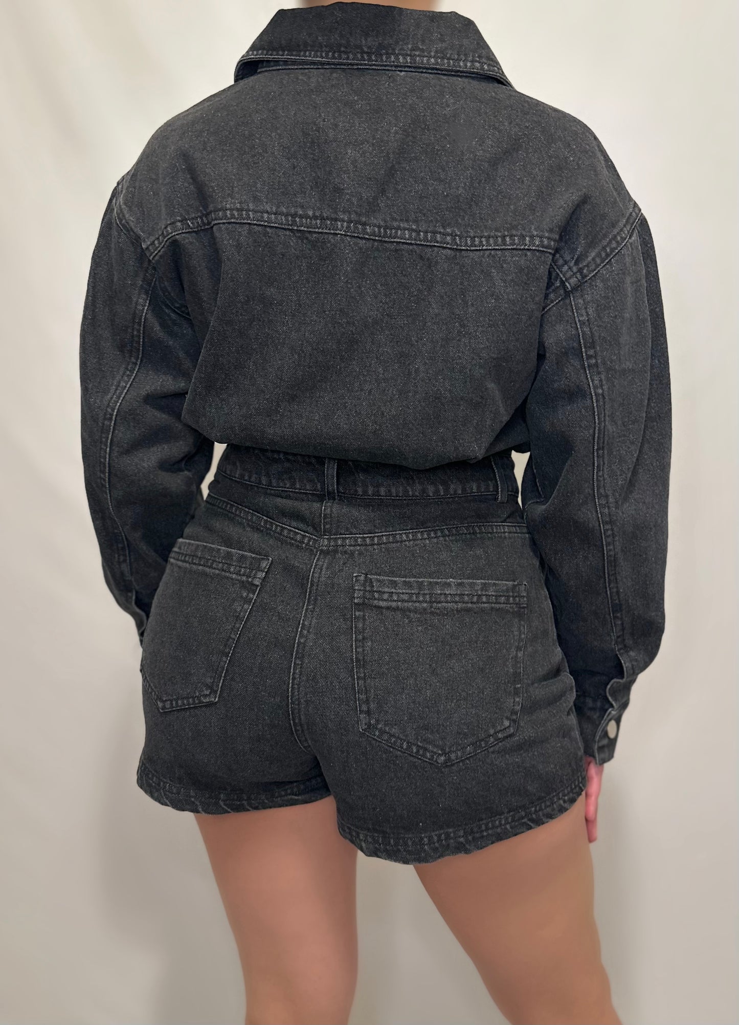 BLACK DENIM ROMPER