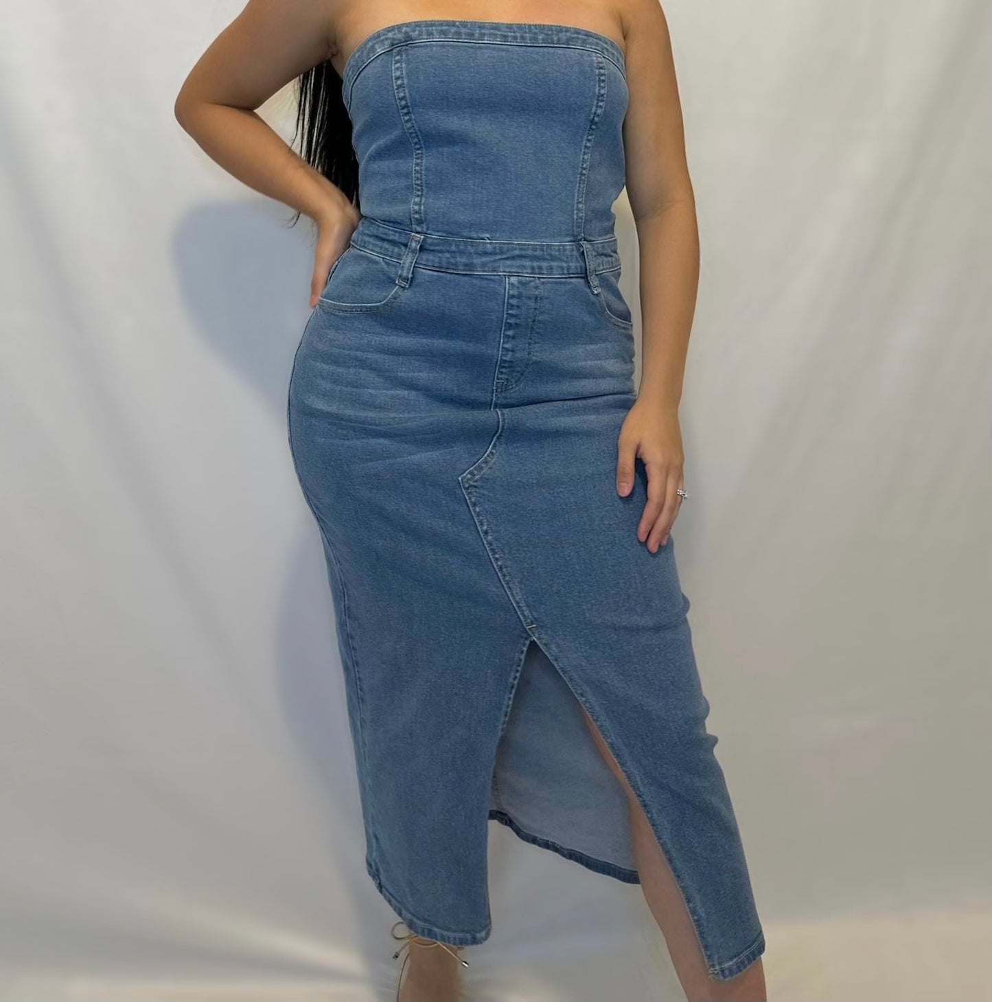 DENIM TUBE DRESS