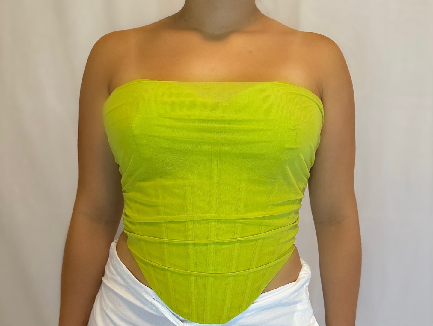 CHARTREUSE MESH CORSET